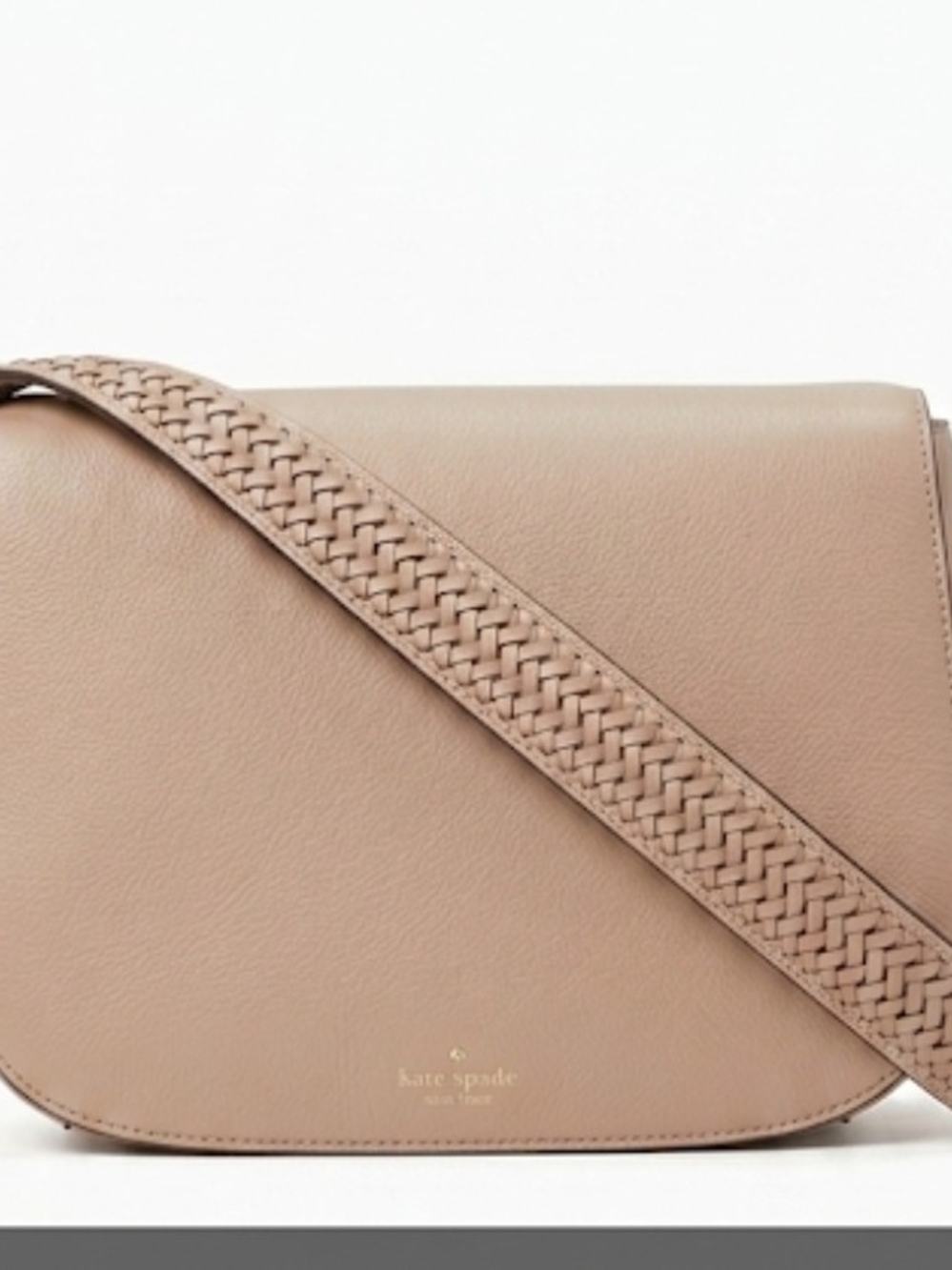 kate spade taupe woven-strap leather crossbody
